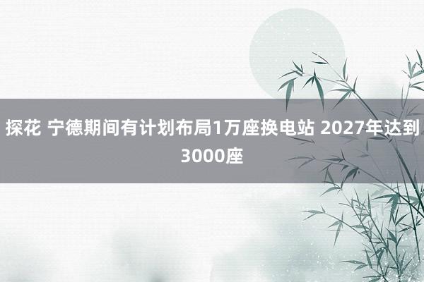 探花 宁德期间有计划布局1万座换电站 2027年达到3000座