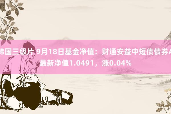 韩国三级片 9月18日基金净值：财通安益中短债债券A最新净值1.0491，涨0.04%