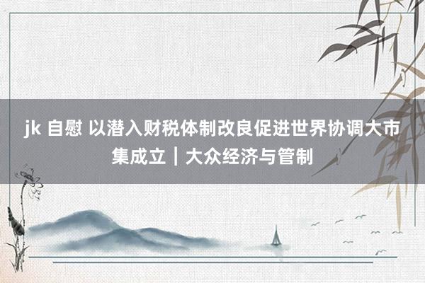 jk 自慰 以潜入财税体制改良促进世界协调大市集成立︱大众经济与管制