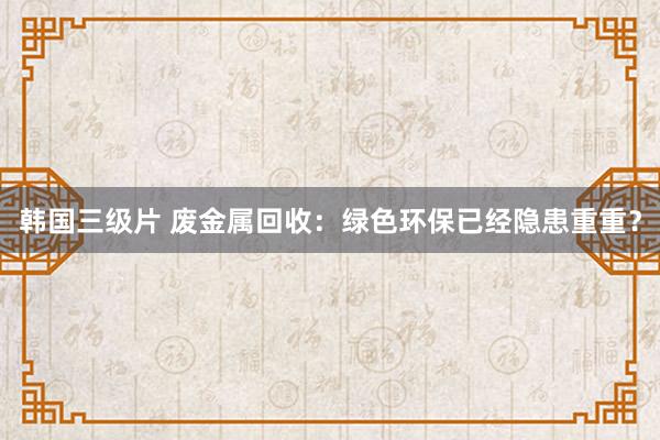 韩国三级片 废金属回收：绿色环保已经隐患重重？