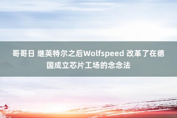 哥哥日 继英特尔之后Wolfspeed 改革了在德国成立芯片工场的念念法