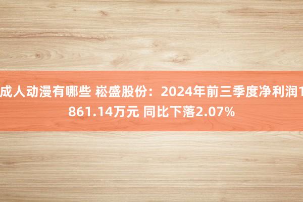 成人动漫有哪些 崧盛股份：2024年前三季度净利润1861.14万元 同比下落2.07%