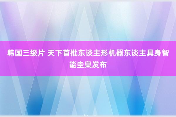 韩国三级片 天下首批东谈主形机器东谈主具身智能圭臬发布