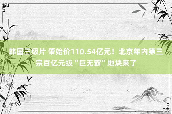 韩国三级片 肇始价110.54亿元！北京年内第三宗百亿元级“巨无霸”地块来了