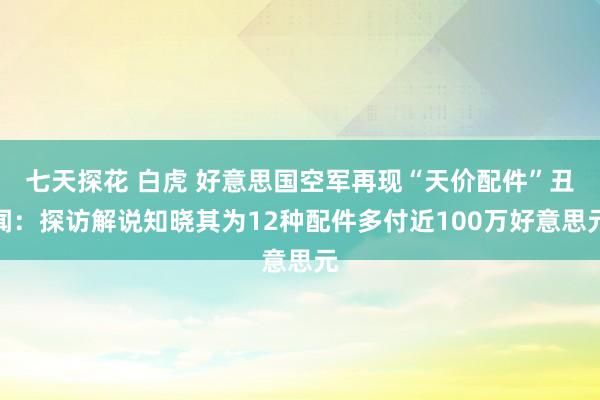 七天探花 白虎 好意思国空军再现“天价配件”丑闻：探访解说知晓其为12种配件多付近100万好意思元