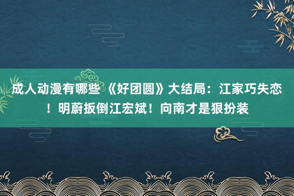 成人动漫有哪些 《好团圆》大结局：江家巧失恋！明蔚扳倒江宏斌！向南才是狠扮装