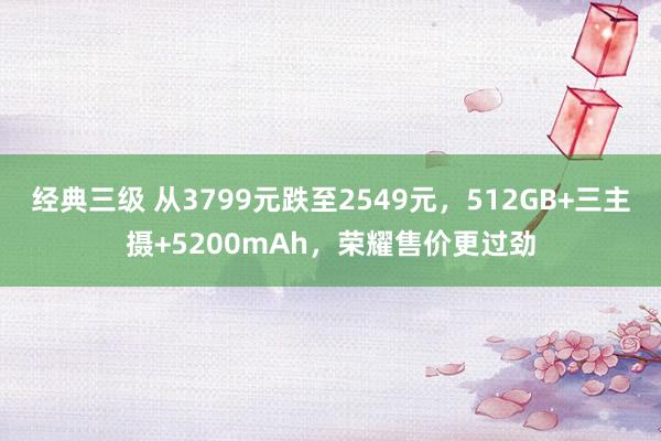 经典三级 从3799元跌至2549元，512GB+三主摄+5200mAh，荣耀售价更过劲