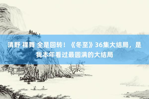 清野 裸舞 全是回转！《冬至》36集大结局，是我本年看过最圆满的大结局