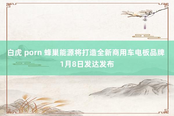 白虎 porn 蜂巢能源将打造全新商用车电板品牌 1月8日发达发布