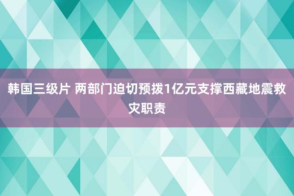 韩国三级片 两部门迫切预拨1亿元支撑西藏地震救灾职责