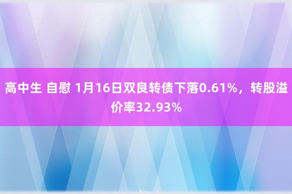 高中生 自慰 1月16日双良转债下落0.61%，转股溢价率32.93%