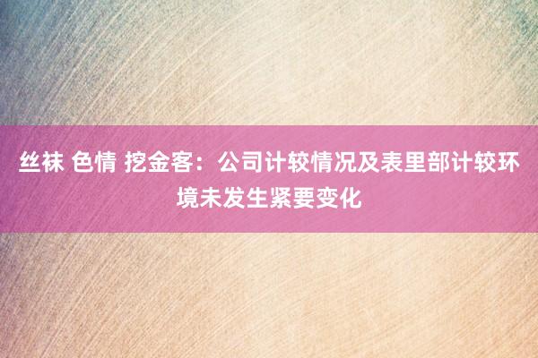 丝袜 色情 挖金客：公司计较情况及表里部计较环境未发生紧要变化